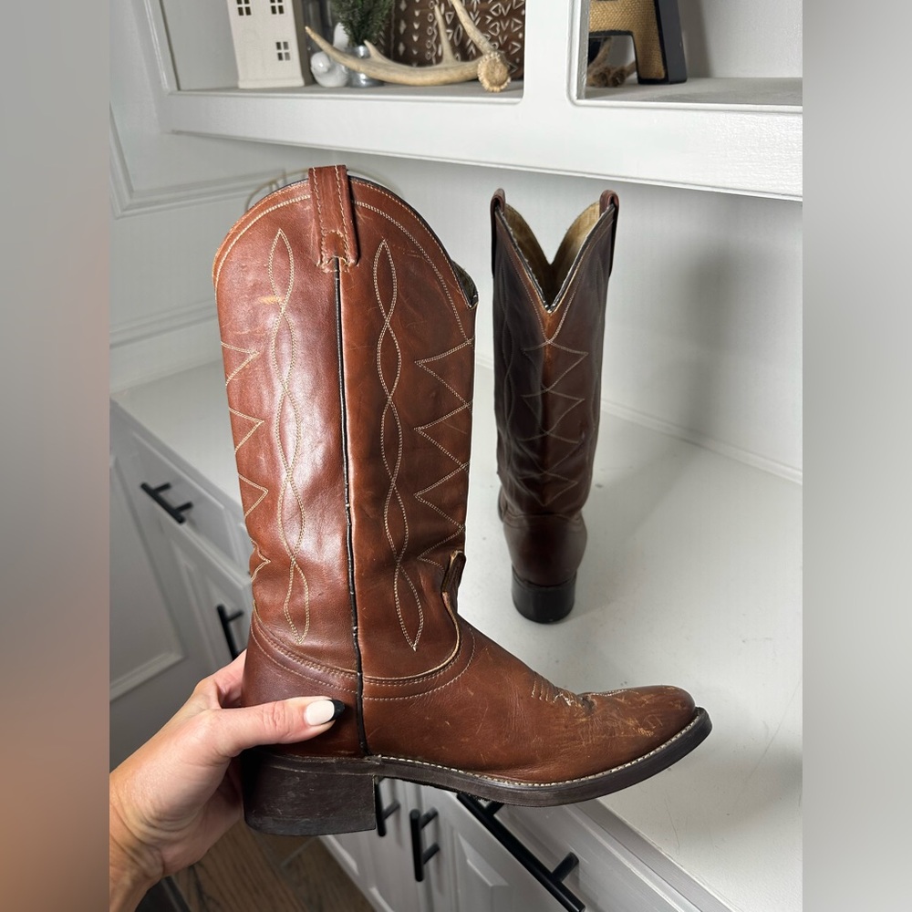 **SOLD**Vintage Acme Cowboy Boots Women 7 Brown Leather Western Boots Classic - Picture 7 of 9